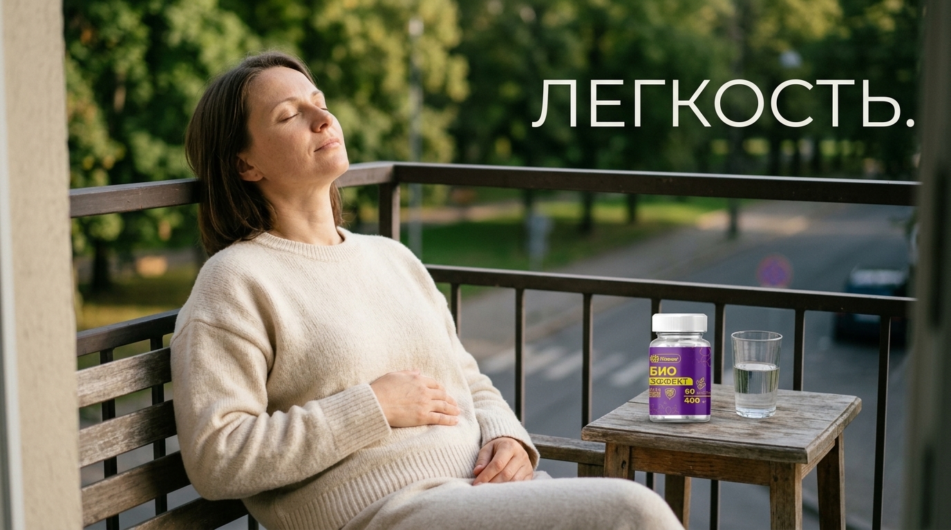 { "result": { "filename": "bioeffect-kapsuly-ot-vzdutiya", "title": "Растительные капсулы БиоЭффект от вздутия и тяжести", "alt": "Натуральный комплекс БиоЭффект для очищения кишечника, нормализации пищеварения и устранения вздутия живота", "caption": "Верните легкость и избавьтесь от вздутия с растительными капсулами БиоЭффект.", "info": "На изображении представлен натуральный препарат БиоЭффект, предназначенный для деликатного очищения кишечника, снятия спазмов и устранения тяжести в животе. Средство помогает наладить пищеварение и избавиться от застоев без эффекта привыкания." } }