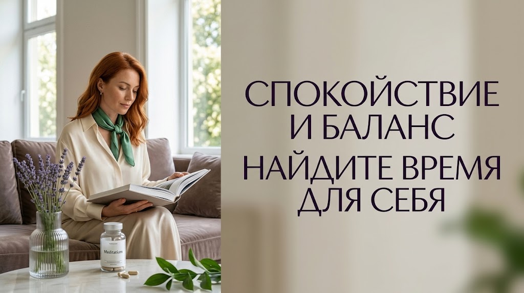 ```json { "result": { "filename": "meditatium-anti-stress-supplement", "alt": "Пищевая добавка Медитатиум для снижения уровня тревожности, борьбы со стрессом и улучшения качества сна", "caption": "Нутрицевтический комплекс «Медитатиум» для поддержки нервной системы и нормализации сна", "title": "Пищевая добавка Медитатиум от стресса", "info": "Иллюстрация к статье о пищевой добавке «Медитатиум», которая позиционируется как средство для снятия симптомов хронической усталости и тревожности. БАД не является лекарством, требуется консультация специалиста." } } ```
