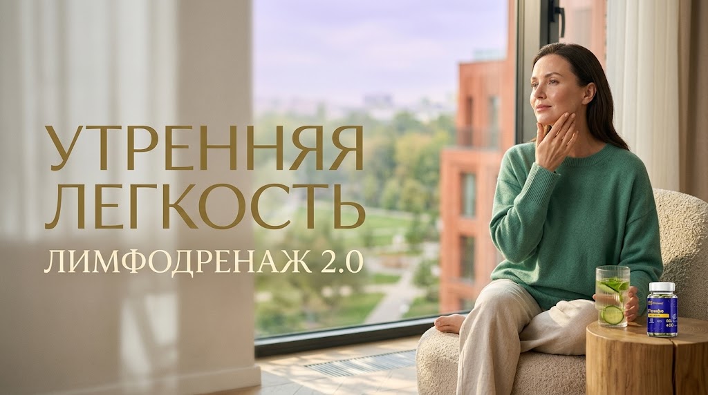 { "result": { "filename": "limfo-zashchita-oteki", "title": "Средство от утренних отеков Лимфо Защита", "alt": "Средство Лимфо Защита для естественного лимфодренажа лица и избавления от утренних отеков", "caption": "Запустите естественный лимфодренаж и верните легкость с «Лимфо Защитой».", "info": "Рекламный креатив для средства «Лимфо Защита», акцентирующий внимание на решении проблемы утренних отеков и запуске естественного лимфодренажа." } }